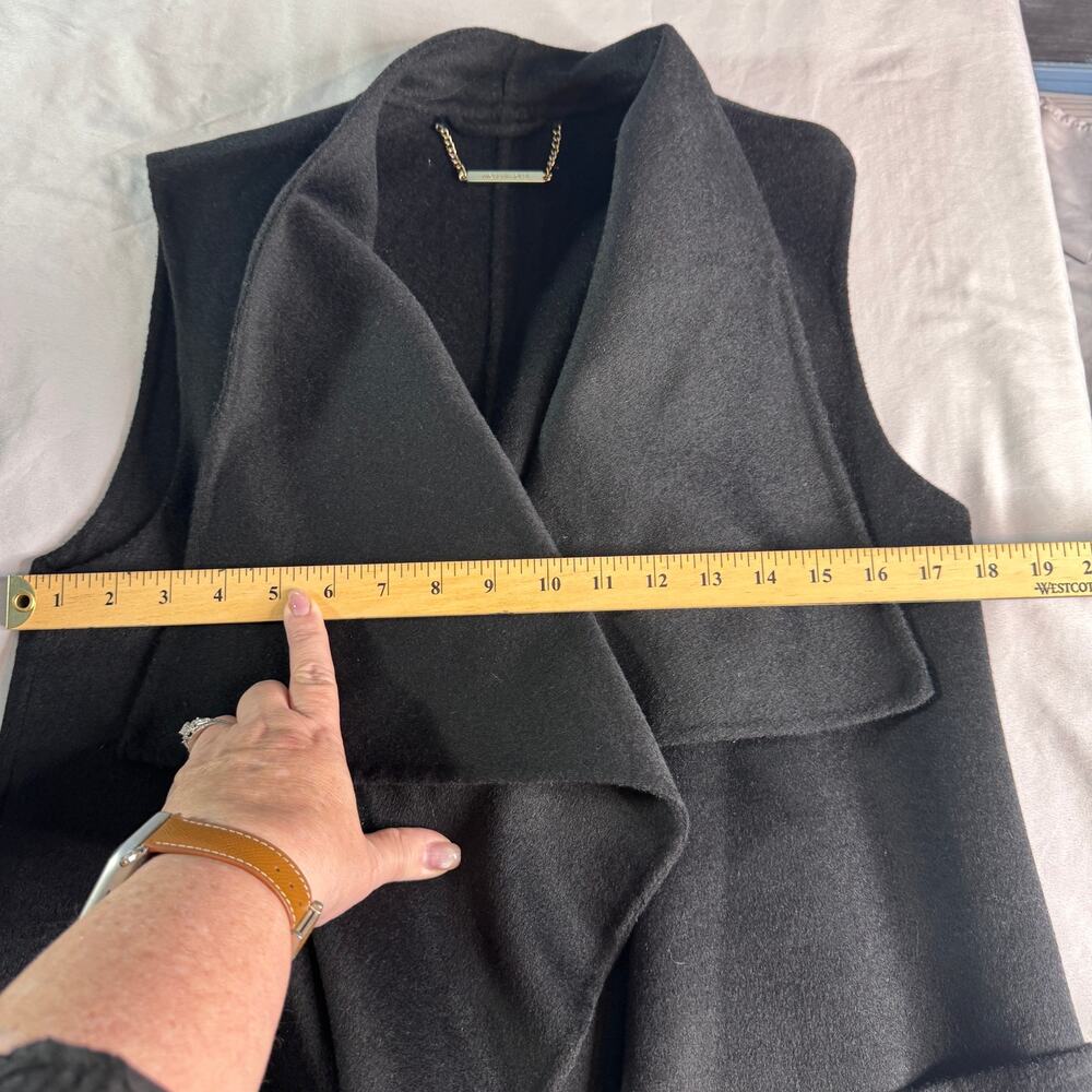 Michael Kors Long Duster Vest Black Wool Blend Open Front Sleeveless Jacket S/M - Picture 6 of 6